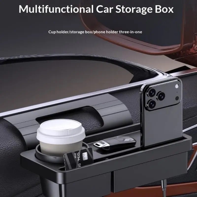 New Portable Car Door Cup Holder Auto Side Window Drink Bottle Stand Phone Key Organizer With Dual Slot Accessories