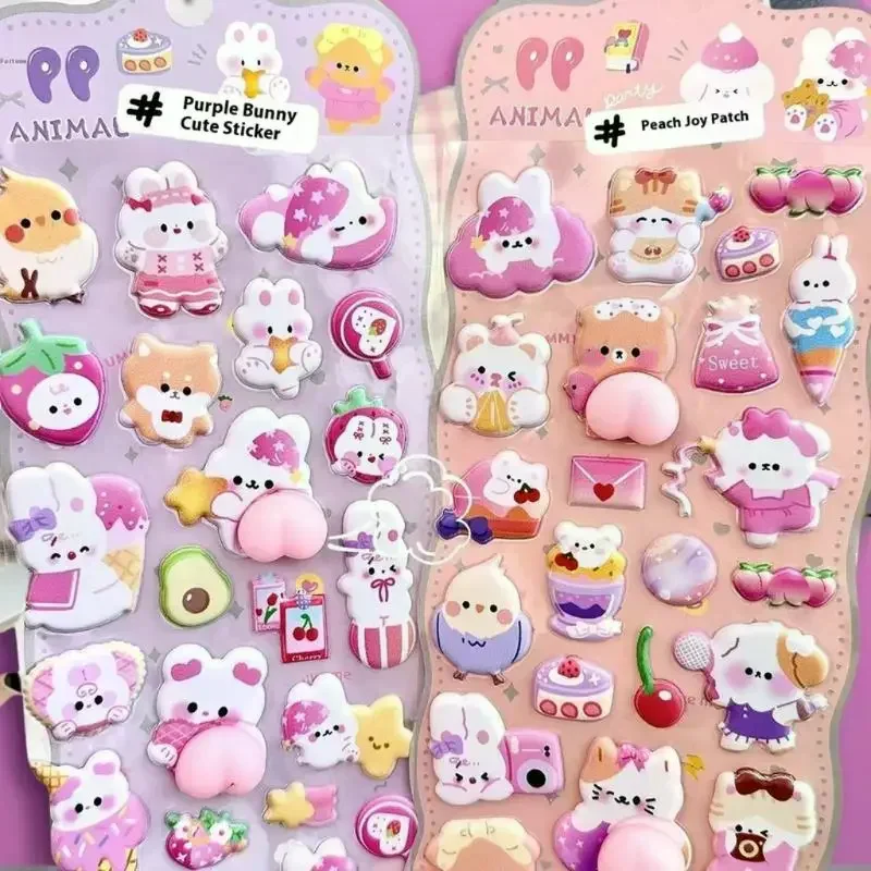 1/4 Pz Stereoscopico Simpatici Animali Scoreggia Pesca Stereo Alleviare Lo Stress Decalcomanie Del Fumetto 3D Sollievo Adesivo FAI DA TE Decor adesivi Forniture