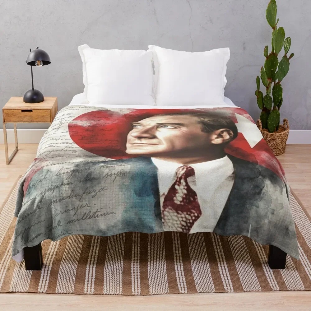 

Ataturk Turkish Flag Throw Blanket heavy to sleep Decorative Beds Thermal blankets and throws Blankets