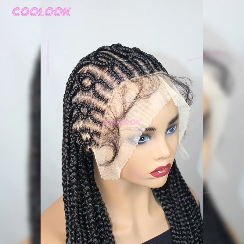 

4 стиля, парики из косичек, синтетические плетеные парики для женщин, 36 дюймов, парик из косичек без узлов, полный кружевной плетеный парик из косичек