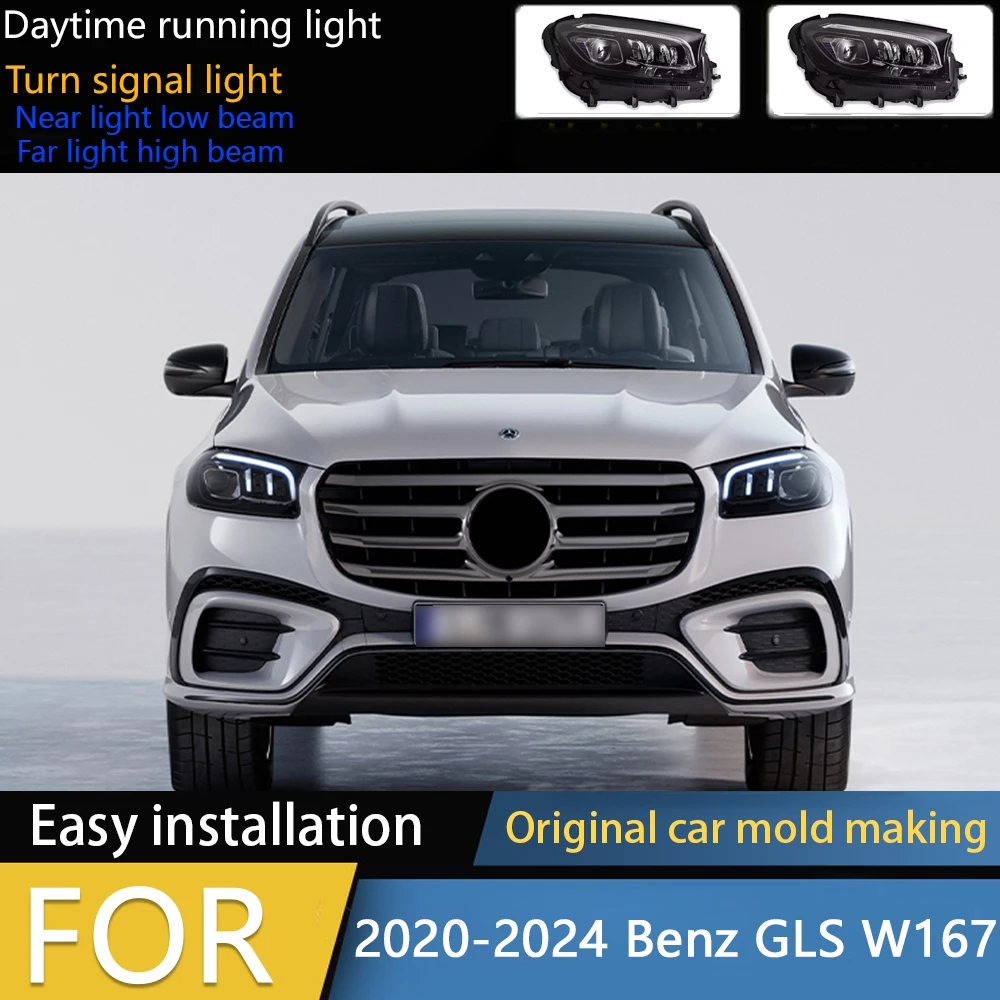 

Стайлинг автомобиля фары для Benz GLS W167 2020-2024 GLS светодиодные фары DRL сигнал Hid би ксеноновые автоаксессуары