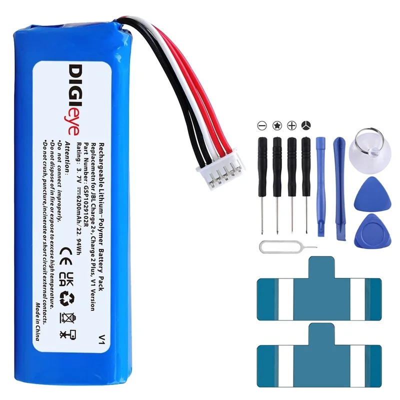 For JBL Charger 2+/Charge 2 plus/V1 Version 6200mAh GSP1029102R Battery Replacem