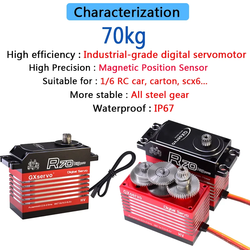 GXservo 70 กก.80 กก.ดิจิตอลความแม่นยําสูง Servomotor สําหรับ 1/6 RC Crawler รถ,แขนหุ่นยนต์,อุปกรณ์อัตโนมัติ