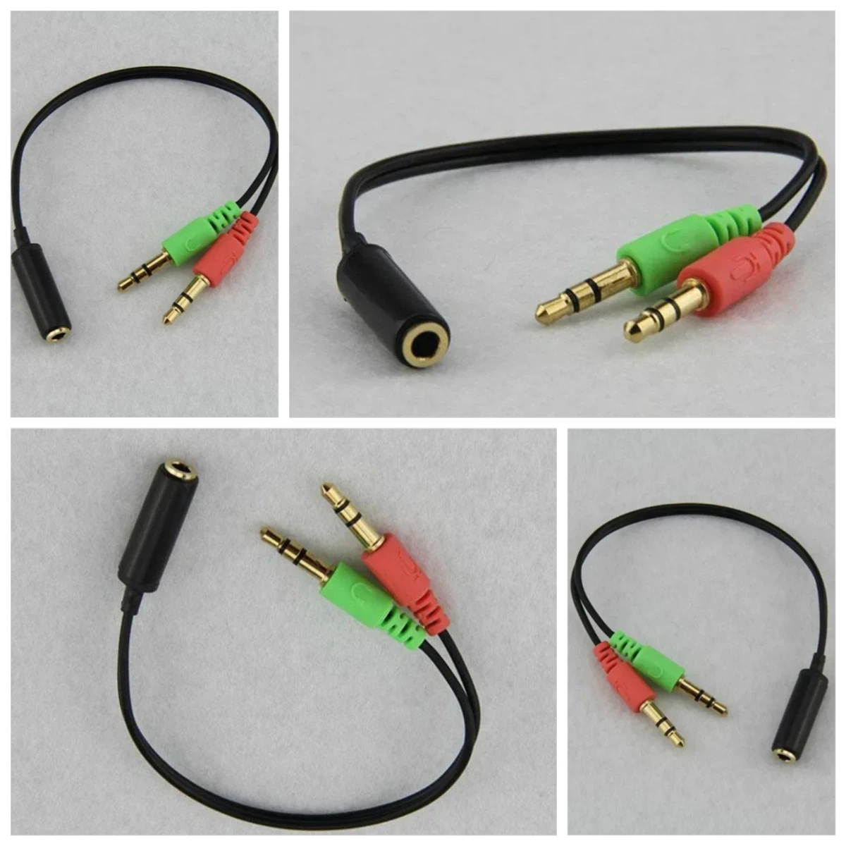 

3.5mm Jack Audio 1 Female to 2 Male Y Splitter Cable Microphone Headphone Adapter Aux Extender Cord For Smartphone PC Laptop