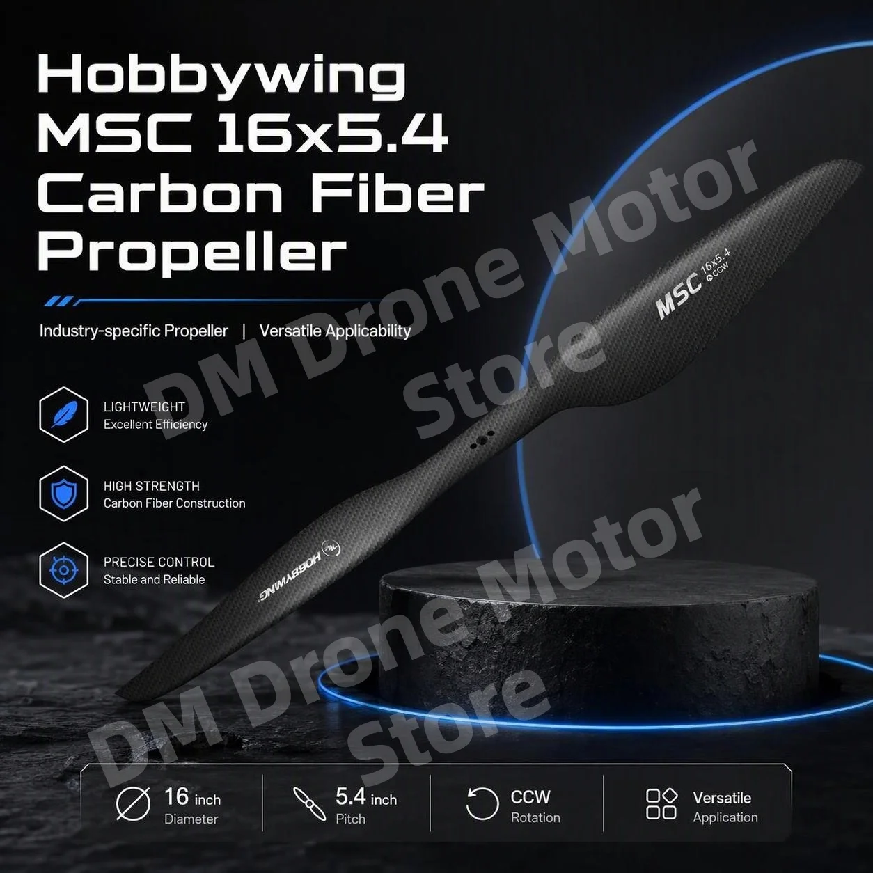 Hobbywing MSC 16x5.4 Blades Elaborate Industry-specific 16inch Propeller Versatile Applicability High Efficiency For M4006/V5212