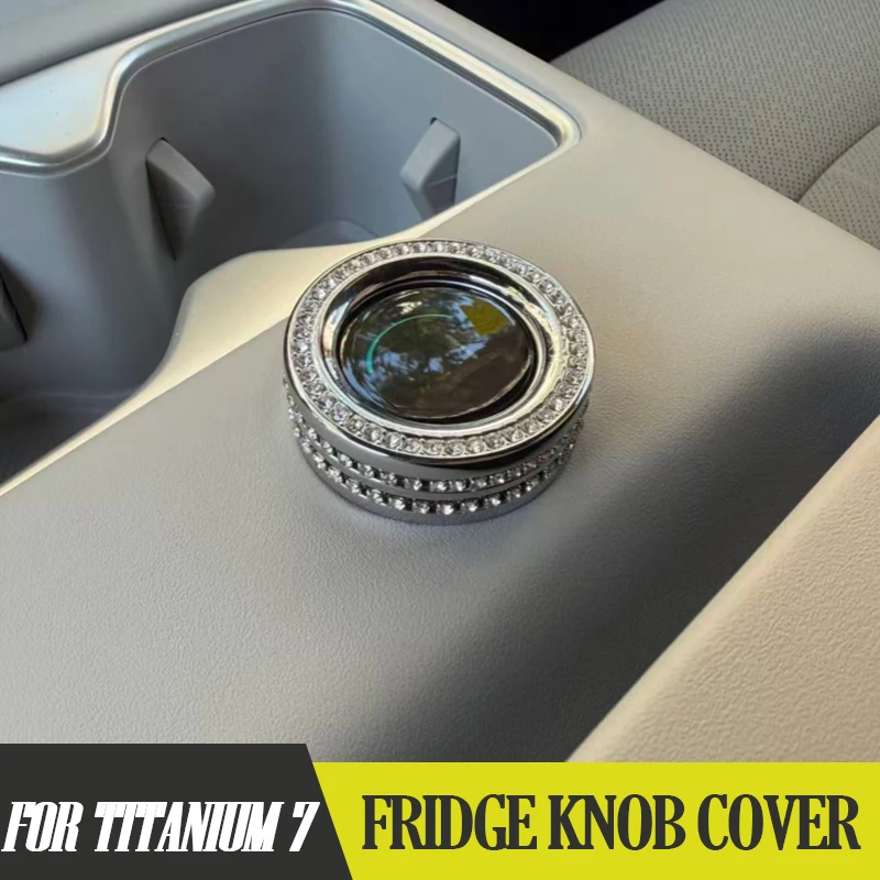 Fridge Knob Cover for BYD Leopard 7 Titanium 7 Bling Crystal Diamond Interior Decoration Ring Center Console Upgrade Accessory