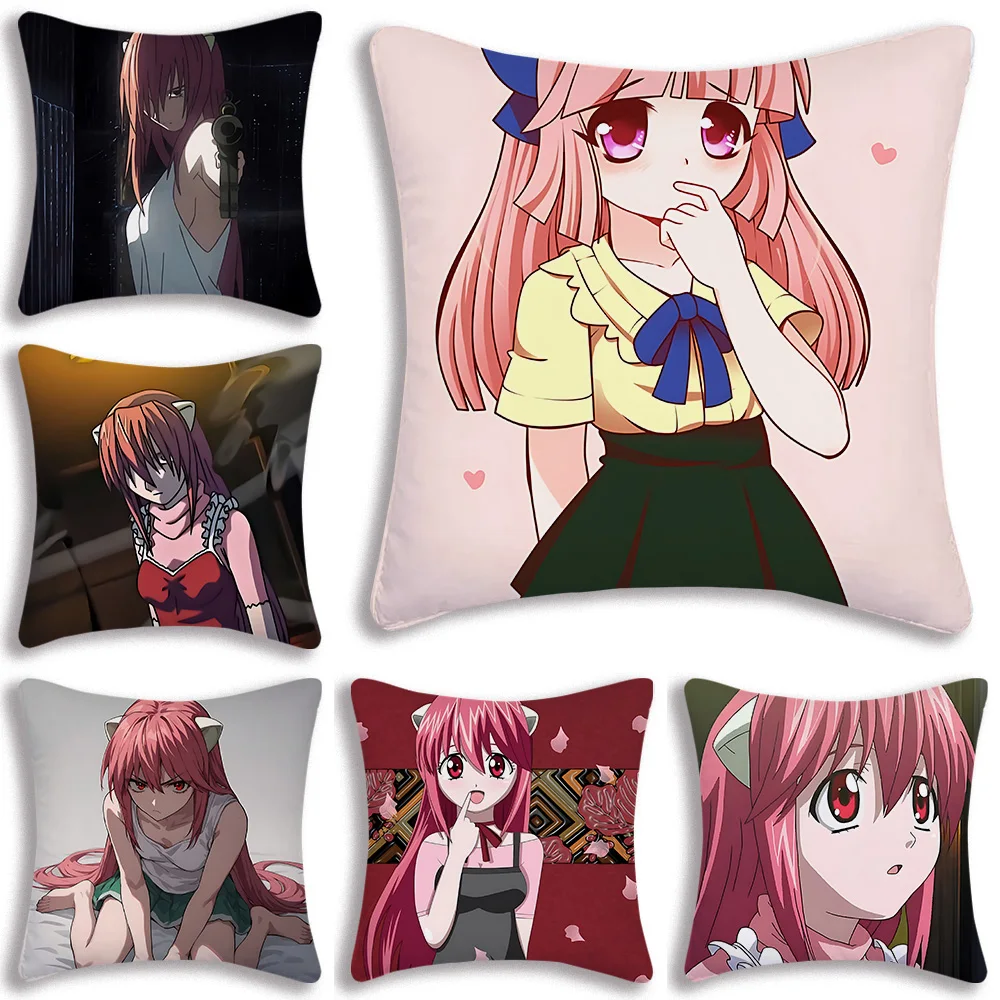 

Pillow Covers Cartoon Elfen Lied Sofa Decorative Home Double-sided Printing Short Plush Cute Cushion Cover