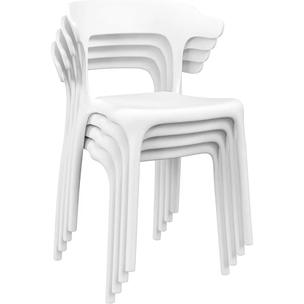 

Пластиковые штабелируемые стулья, штабелируемые обеденные стулья для кухни, ресторана, патио, портативное использование в помещении и на открытом воздухе, сборка не требуется