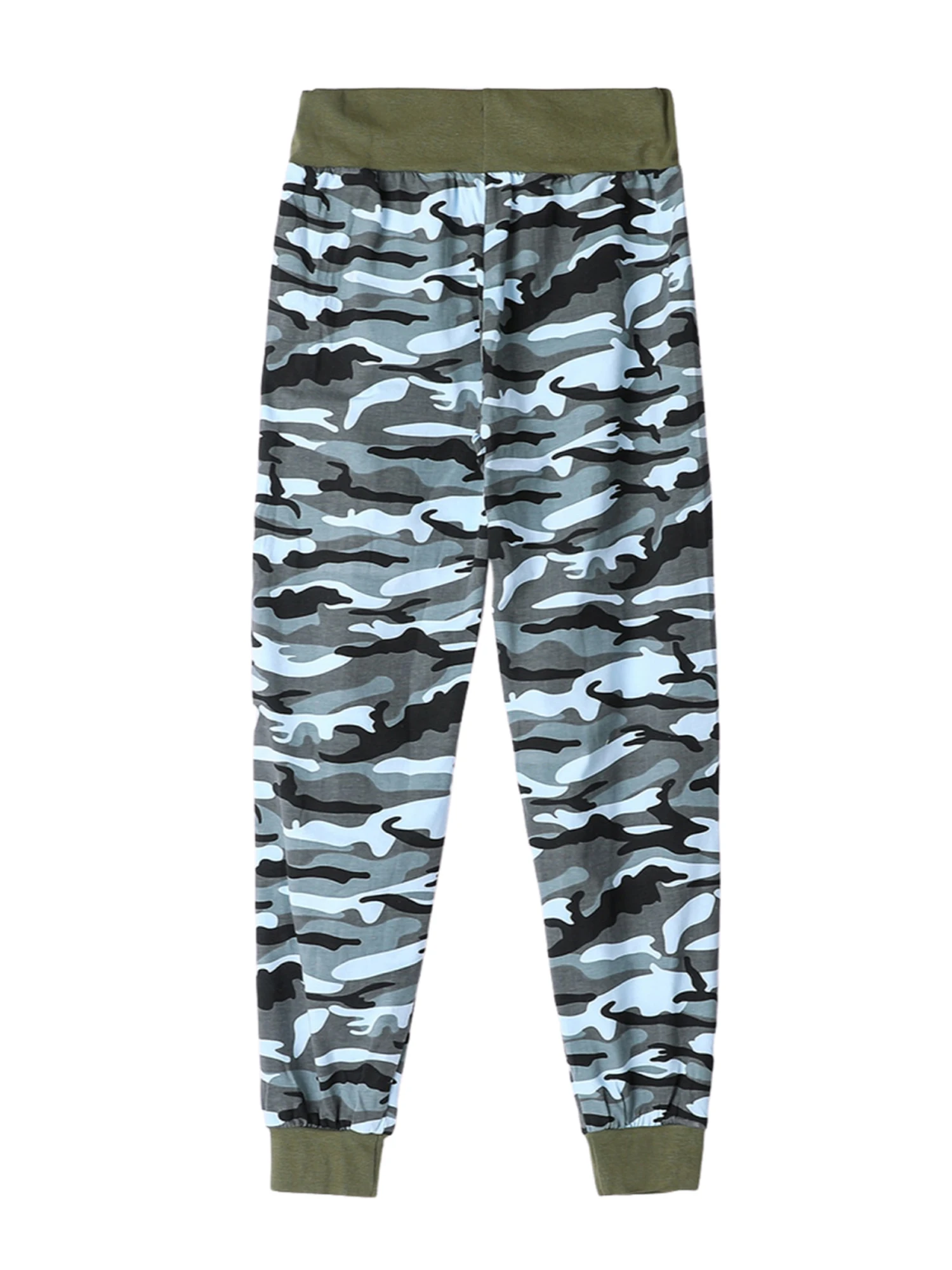 Baby Color Block Trousers, Casual Style Camouflage Print Pants with Drawstring (Green)