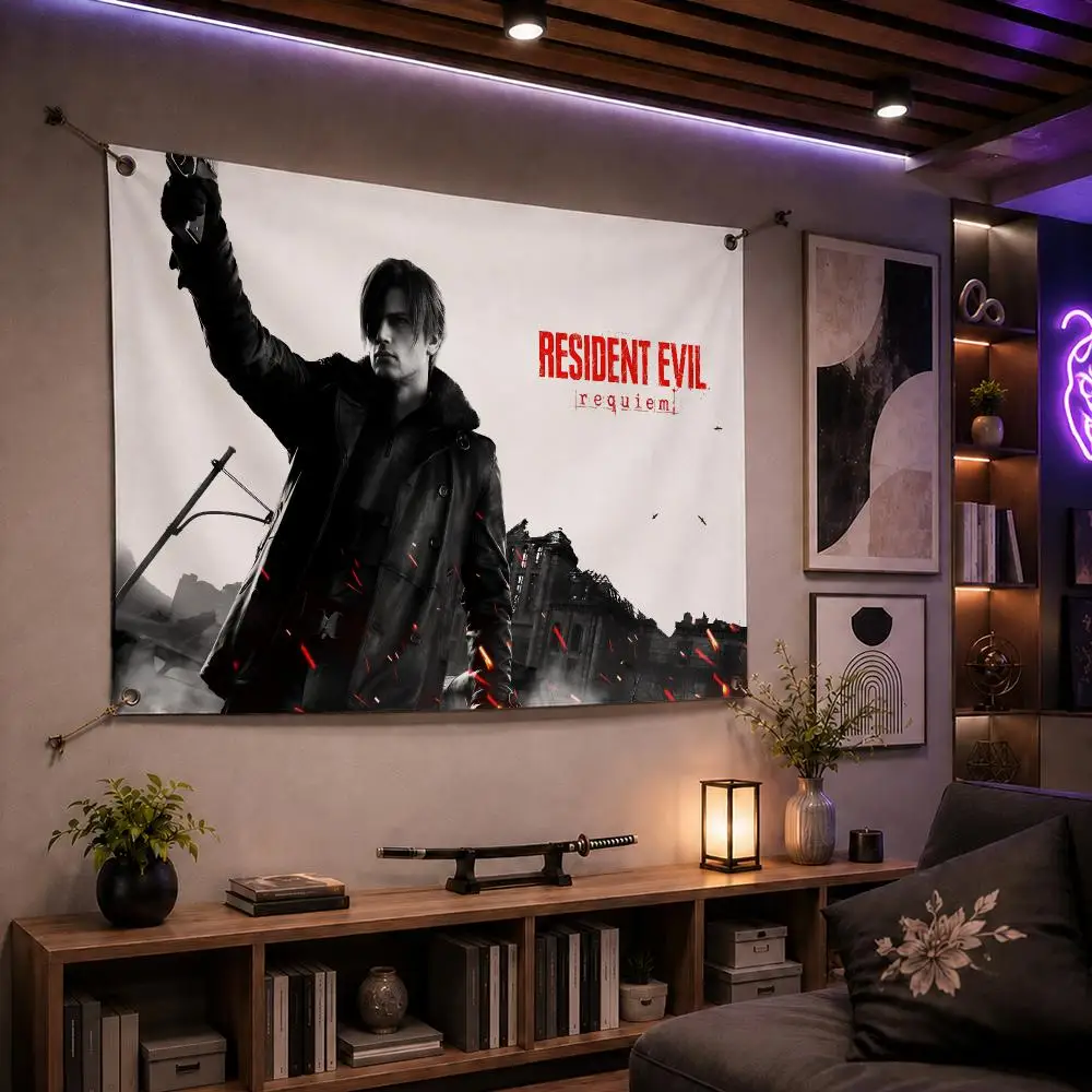 Horror Game Resident Evil Flags Indoor Outdoor Wall Banner Party Decor Large Hanging Wall Backdrop