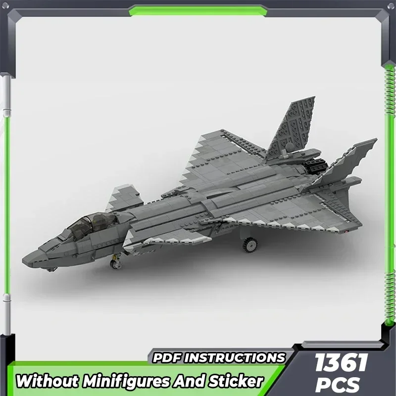 Moc Building Bricks Military Model J-20 Stealth Fighter 1:34 Technology Modular Blocks Gifts Toys For Children DIY Sets Assembly