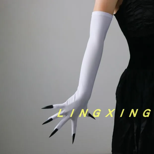 50cm Krallenhandschuhe mit Krallen, lange Geisterkrallen, schwarz-weiß, Dämon, Halloween-Party, Cosplay-Kleidung, Accessoires, Requisiten, Hexe – Detail 14