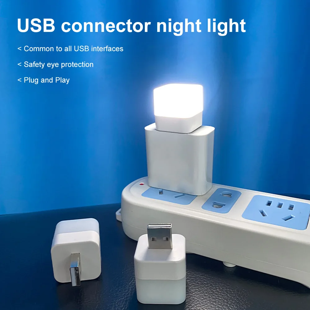 USB Night Light Mini LED Night Light Power Bank Charging Book Lights Small Square Reading Eye Protection Lamps Camp Equipment