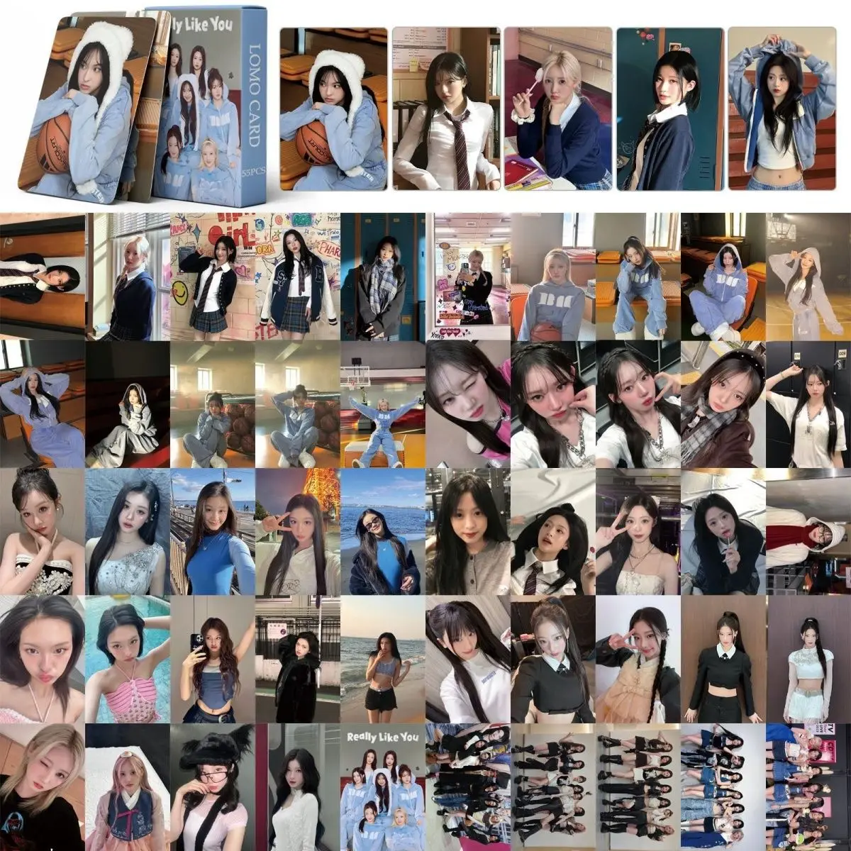 

55pcs/set Kpop BABYMONSTER Postcards REALLY LIKE YOU Series Lomo Card AHYEON ASA RAMI High-definition Photo Cards For Fans Gift