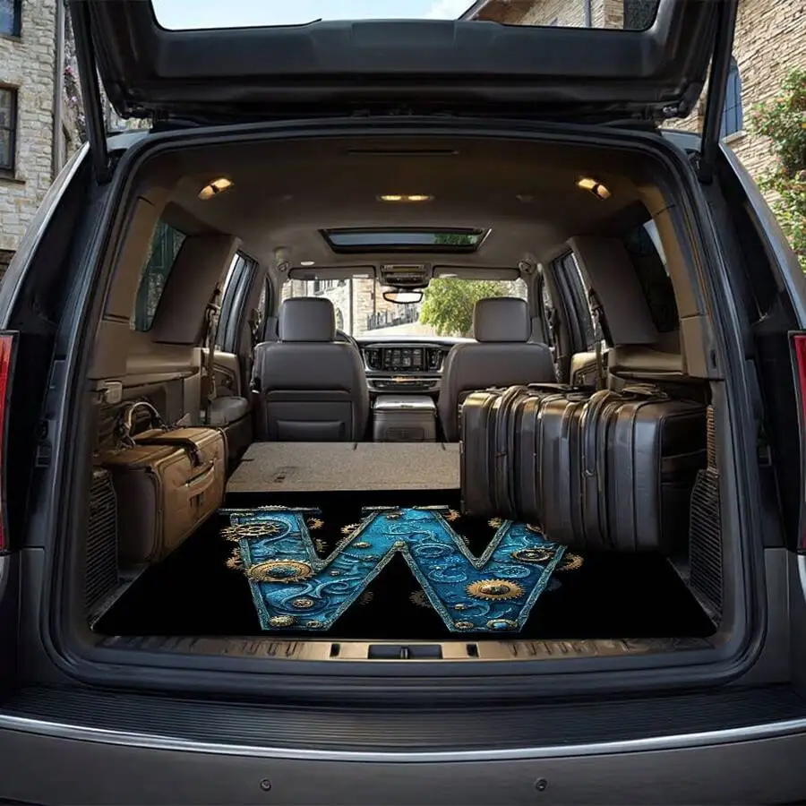 1pc Mechanical Style Letter W Car Trunk Mat, Stylish Printed Car Mat, Durable And Non-Slip, Suitable For Car, Truck, And SUV