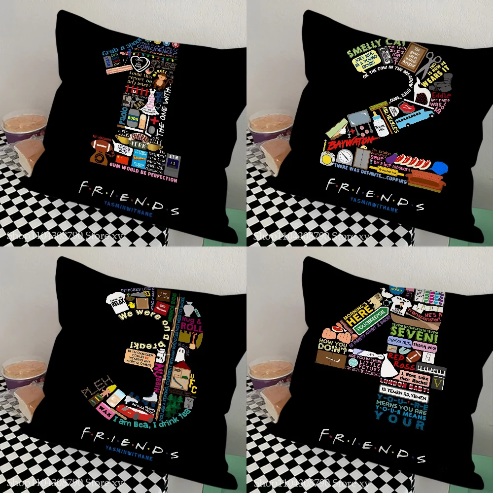 Classic TV Series Friends Pillow Case Fashion Square Pillowcase Bedroom Sofa Room Ins Decoration Leisure Cushion Cover