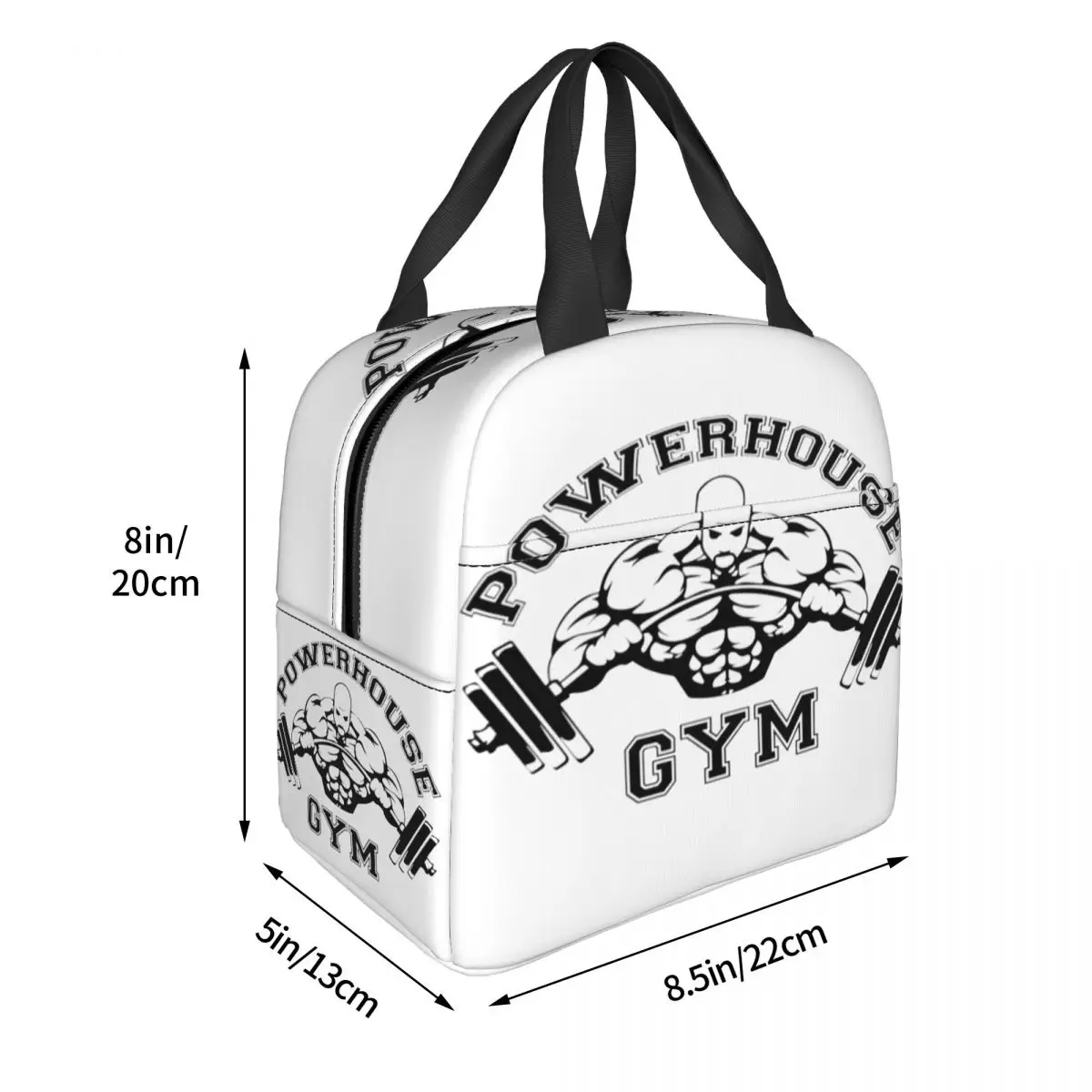 Powerhouse Gym Logo Insulated Lunch Bags for Work School Bodybuilding Fitness Portable Thermal Cooler Bento Box Women Kids