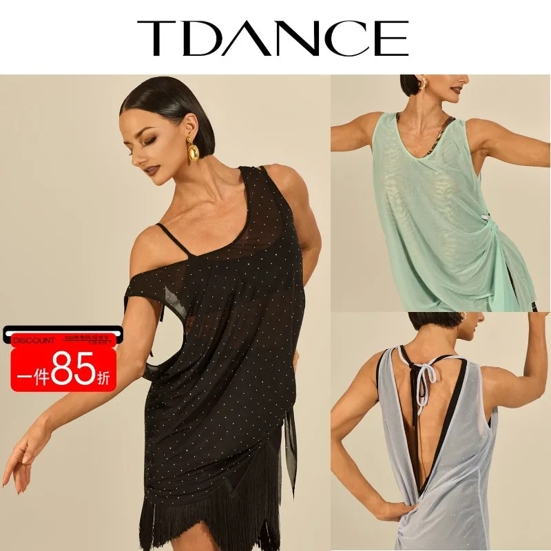 Customized TDANCE Moder Latin Dance Dress [Front and Back Two Wear Outer Style] Classroom Training Teacher Matching GL-284