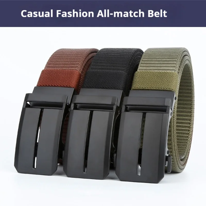 

Men's belt with automatic buckle, middle-aged and young men's canvas belt, business outdoor commuting pants belt