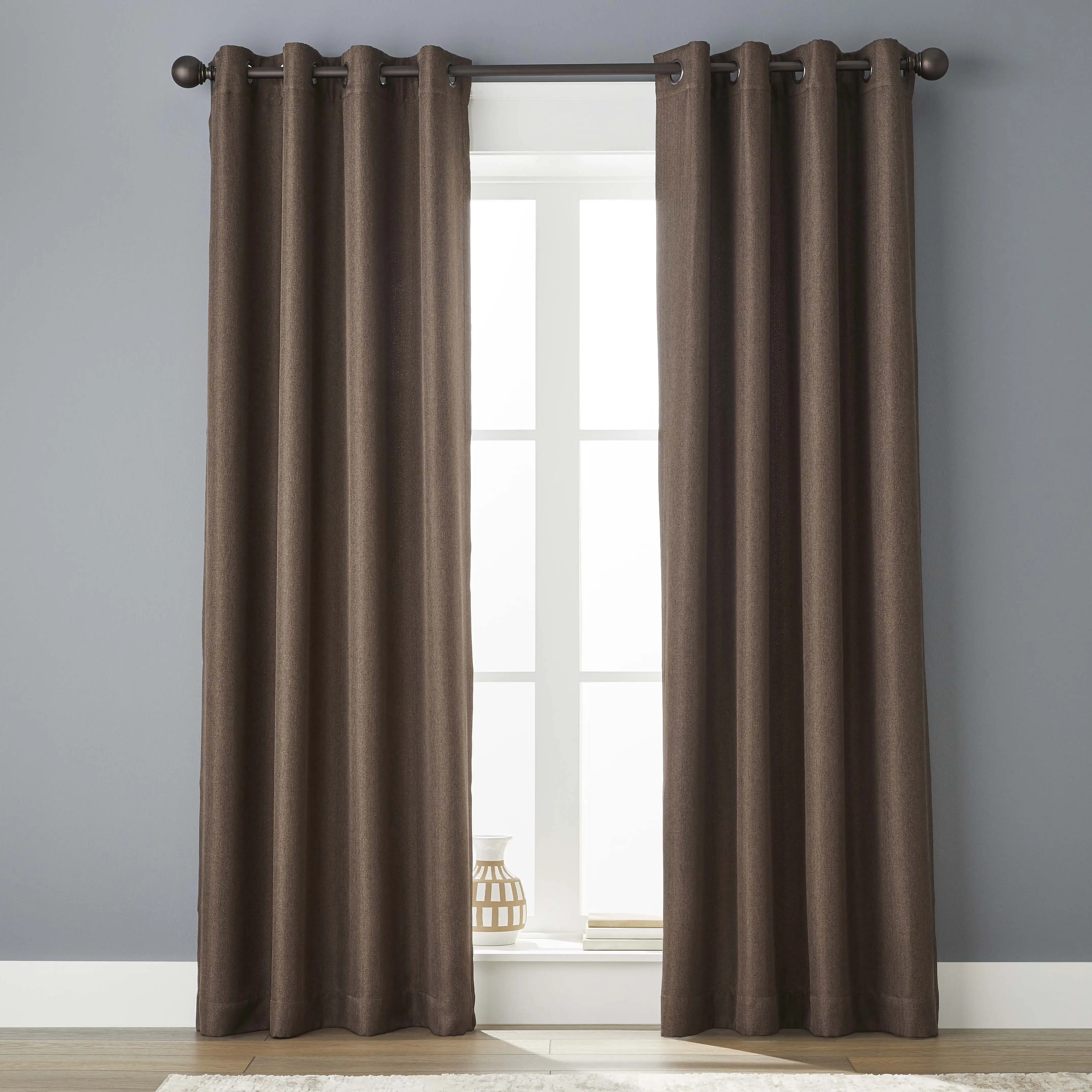

Brown Herringbone Grommeted Blackout Curtain Panel, 50 X 84