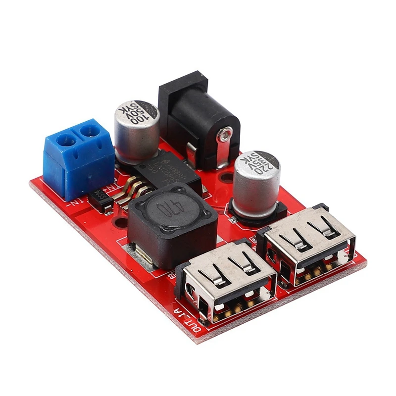 2X LM2596S Dual USB DC-DC 9V 12V 24V 36V To 5V 3A Step Down Buck Converter Board Charger Solar Power Supply Module