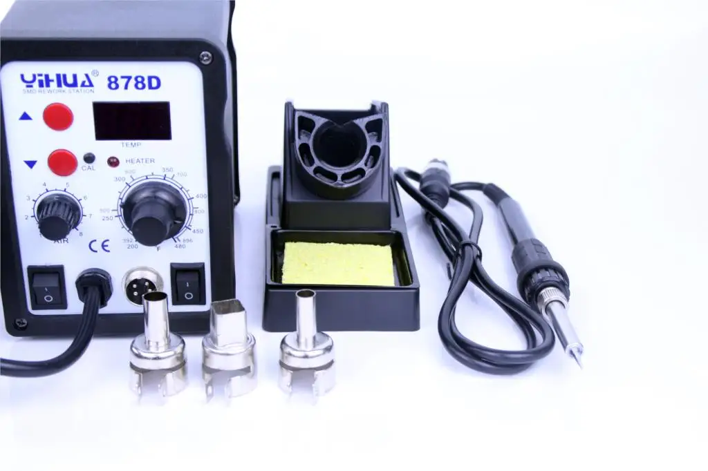 YIHUA 878D Heteluchtpistool Soldeerstation Met 907A Soldeerbout Station lasmachine smd kleine solderen rework station