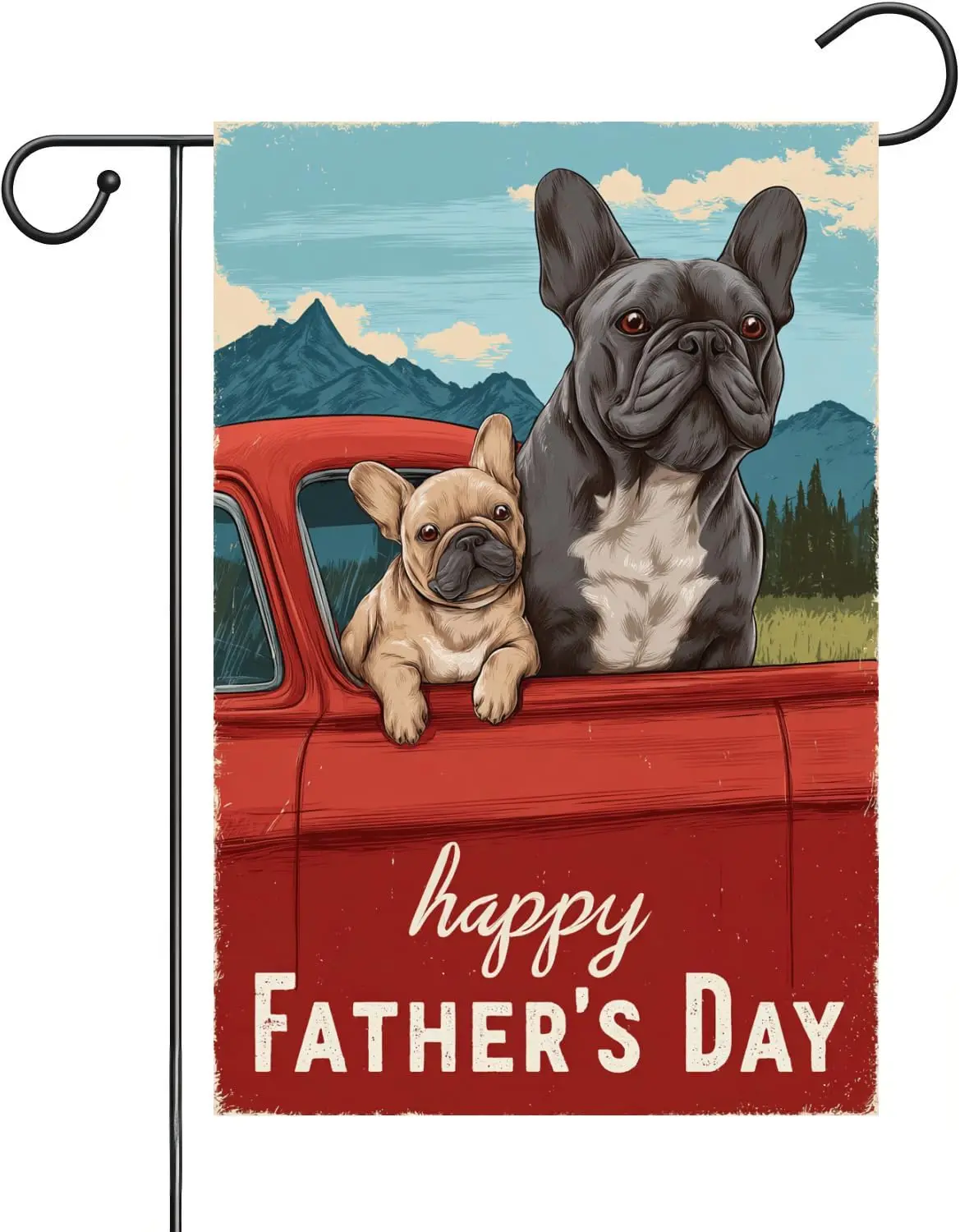 Happy Father's Day Garden Flag French Bulldog Dog Garden Flags 12 x 18 Inch Double Sided Vertical Burlap Farmhouse Yard  MMZ