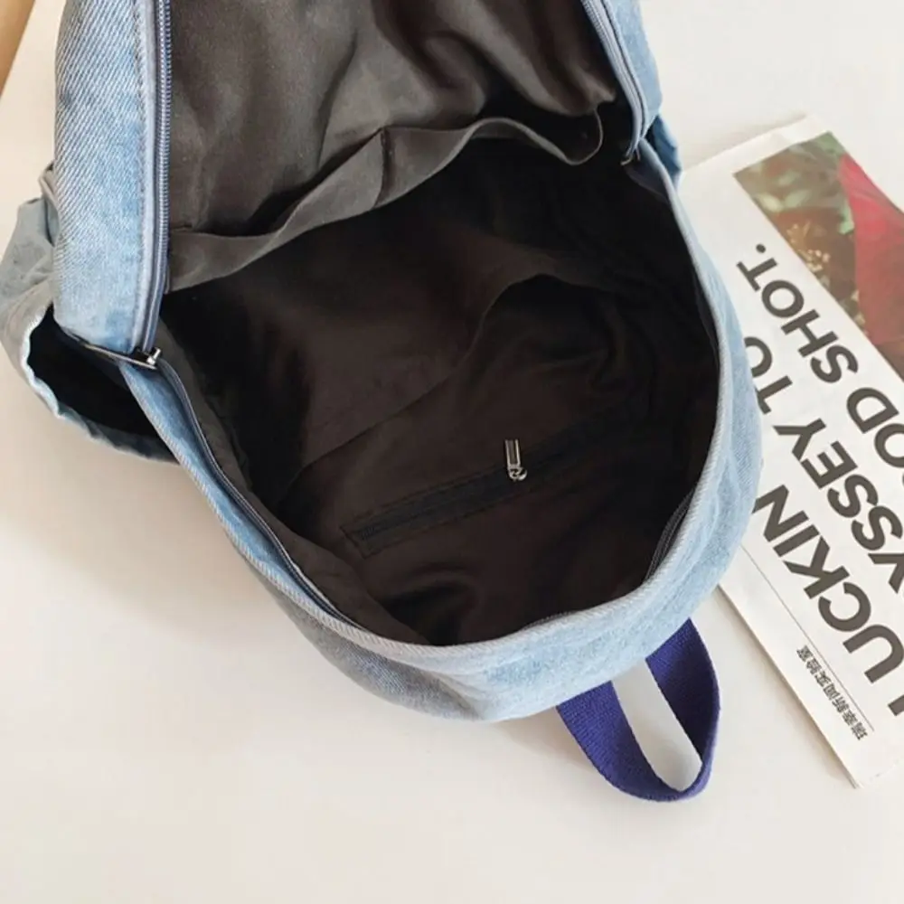 Gifts Washed Denim Backpack Vintage Breathable School Bag Cartoon Large Capacity Student Laptop Bag