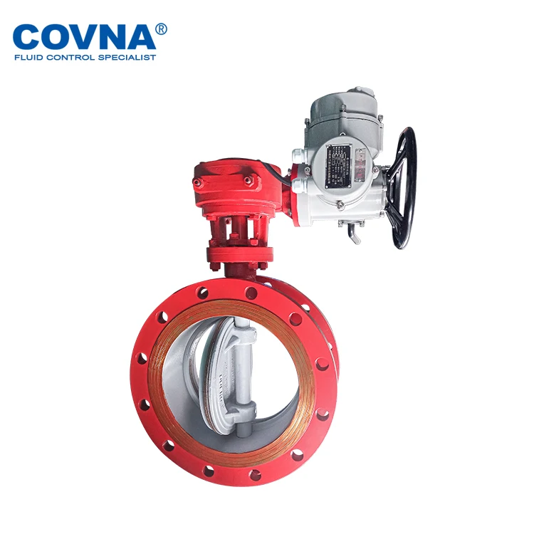 COVNA Chinese Large DN500 DN100 Soft Seal PTFE Automated Flange Stainless Marine Electric Butterfly Valve