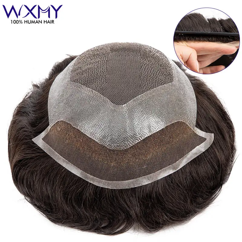 Swiss Lace & PU Hollywood Man Wig Male Hair Prosthesis Breathable Natural Human Hair Capilar Hombre Toupee For Men Free Shipping