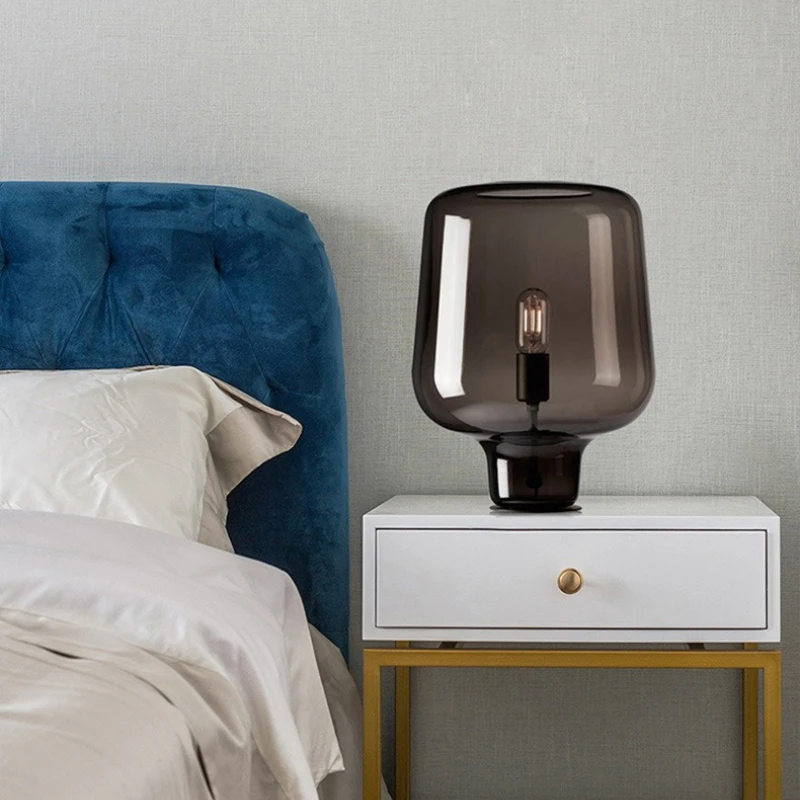 Nordic LED Table Lamp Bedroom night light Bedside Lamp Minimalist Art Decor Living Room Study Designer Glass Desk Light