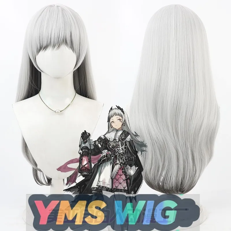 

【YMS WIG】ПАРИК для косплея Arknights Irene, серебристо-белый градиент, черный стиль кожи головы