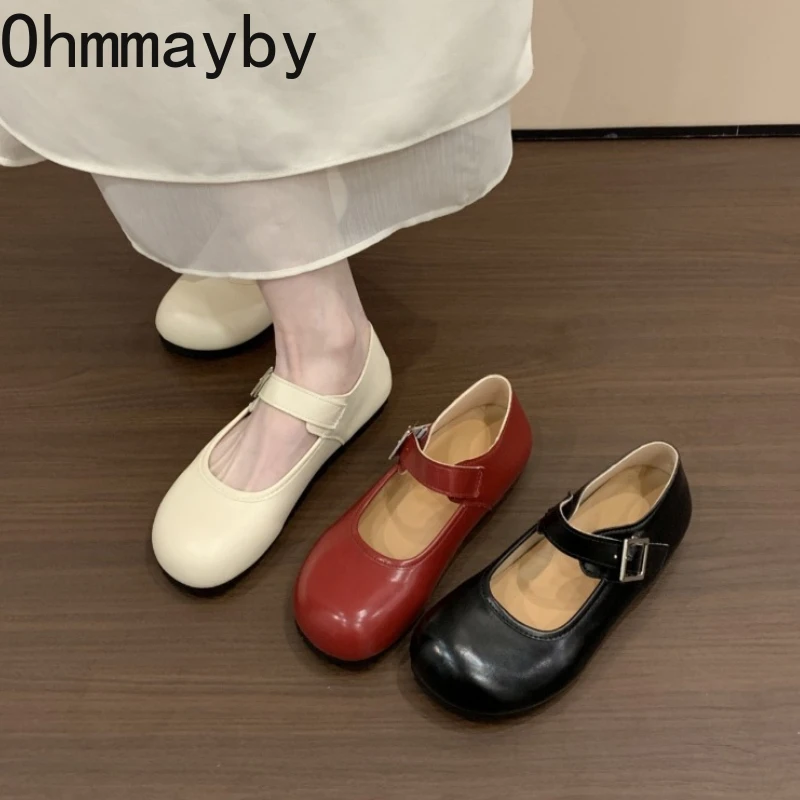 

Винтажные весенние женские туфли Мэри Джейн на массивной подошве, элегантные кожаные туфли с круглым носком для женщин