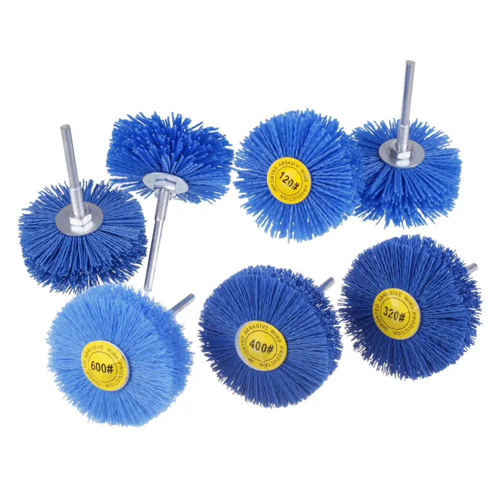 

7 Pack Abrasive Nylon Wheel Brush for Drill with 1/4" Shank, (80 120 180 240 320 400 600 ) Grits