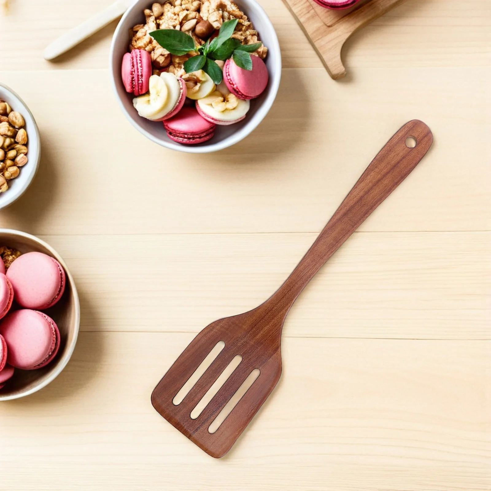 

Wooden Cooking Utensils Set Ergonomic Solid Wood Kitchen Spatula Set Flat Spatula Wok Turner Stirring Spoon Heat Resistant