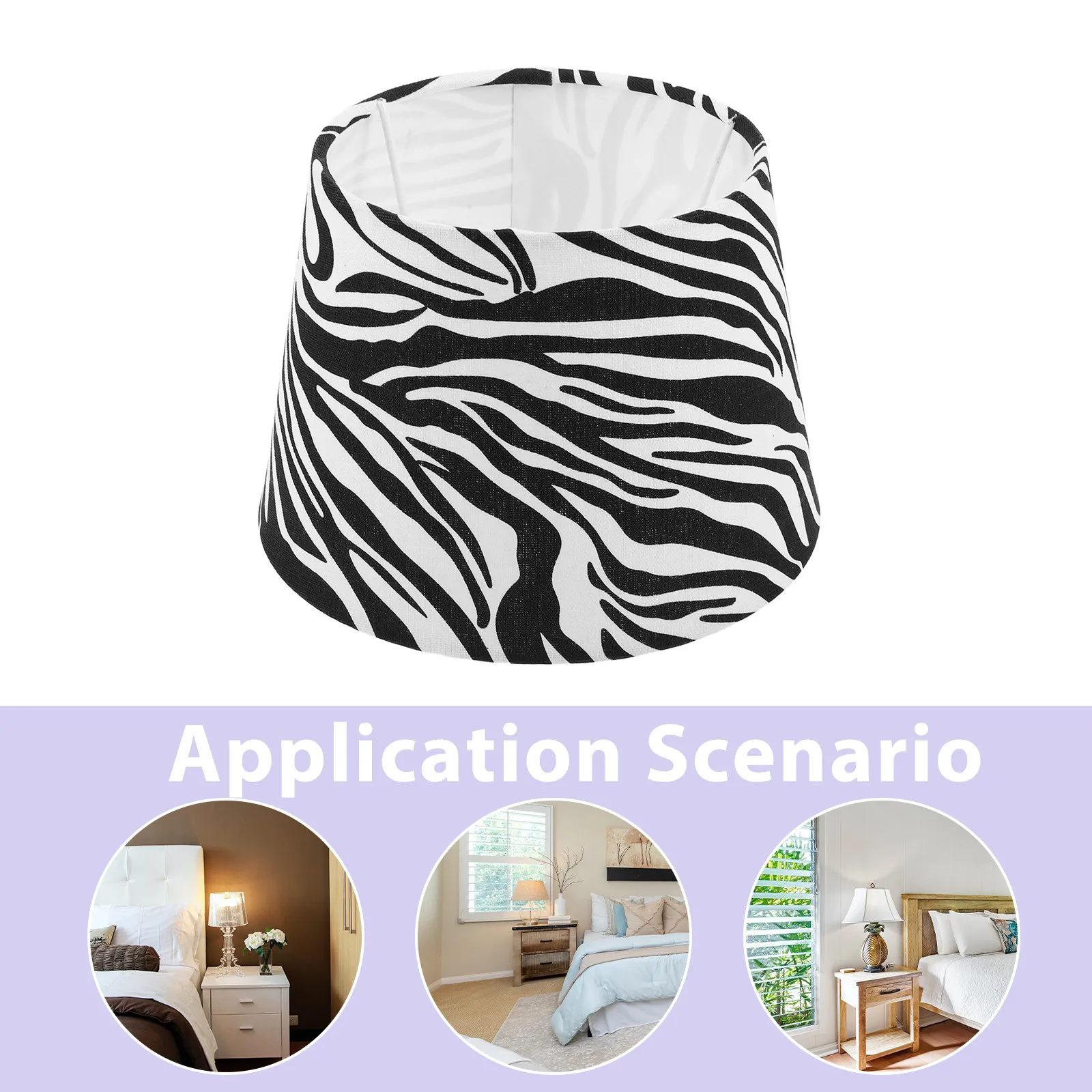 Fabric Zebra Pattern Drum Lamp Shade Replacement for Table Lamps Small Bedside Light Cover Ambient Soft Glow Drum Lamp Shades