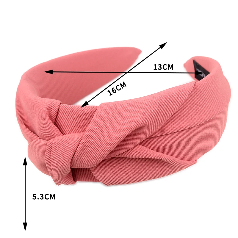 New Fashion Women Headband Solid Color Wide Side Hairband Center Knot Casual Turban Adult Headwear Hair Accessories