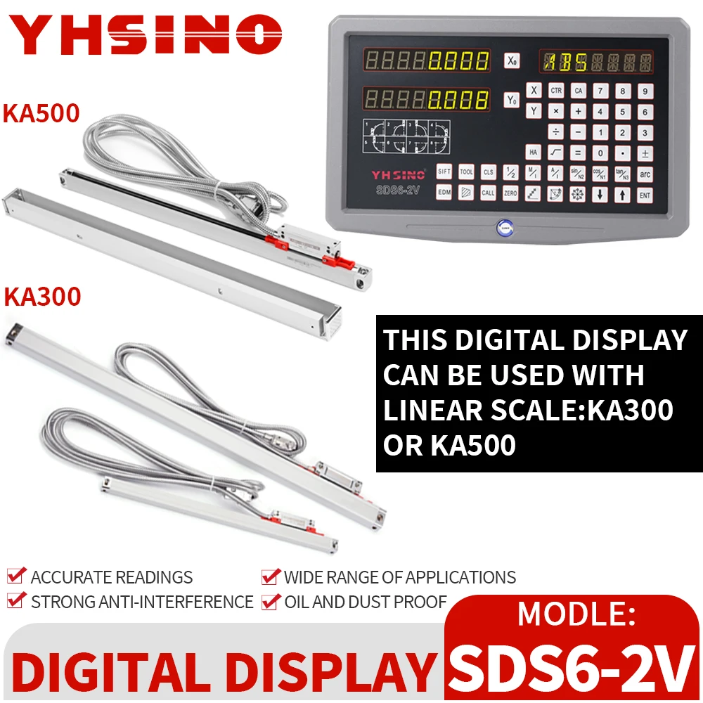 Arrivo veloce YHSINO/KA300/KA500Linear scala Encoder SDS6-2V metallo lettura digitale tornio mulino Dro risoluzione 5μm lunghezza del lavoro 1020
