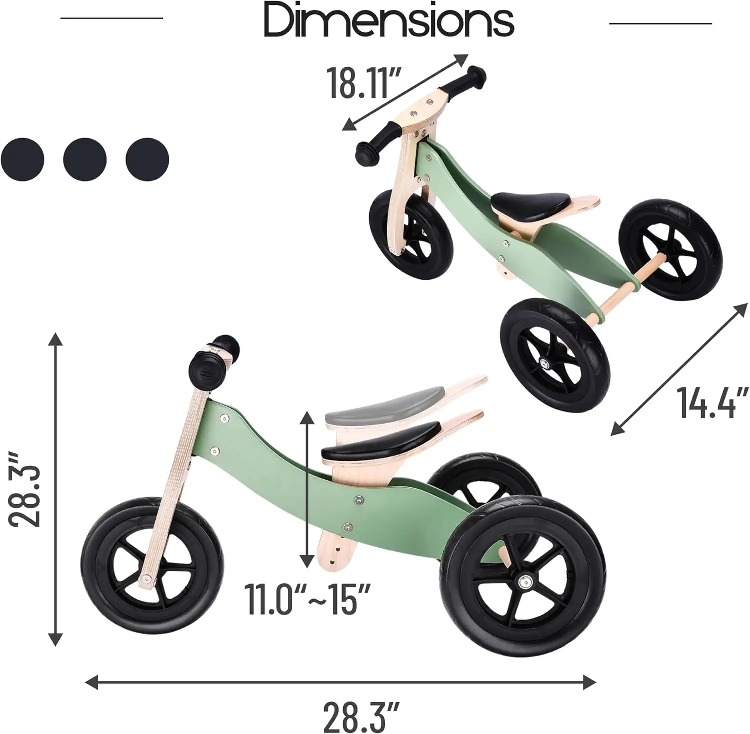 Bicicleta de equilibrio de madera para niños pequeños, triciclo sin pedales, neumáticos a prueba de pinchazos, ergonómico y duradero, regalo de cumpleaños para niños y niñas