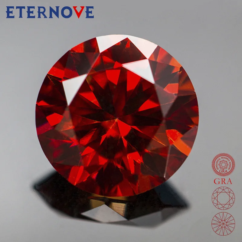 

Jewelry Moissanite Lab Diamonds Garnet color Round cut 5.0-11.0mm Pass Diamond Tester Factory Direct Sales GRA Certificate