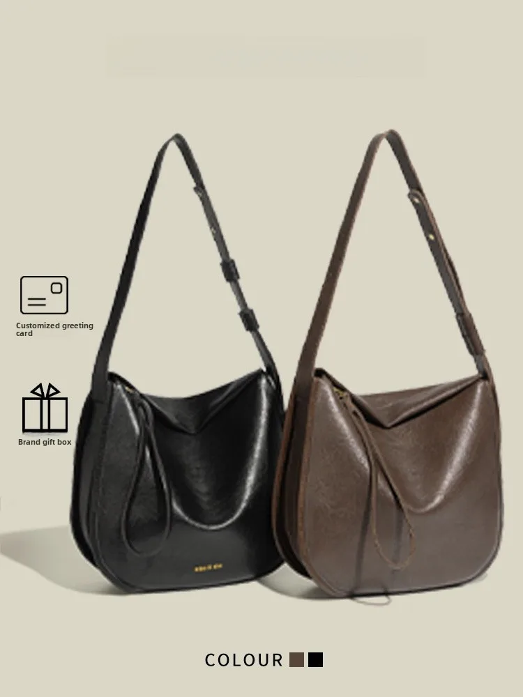 

CahinoKiyen Vintage Lazy Sle Saddle Bag Women's Large Capaci Single oulder Crossbody Bag Casual Faion Soft PU Leather