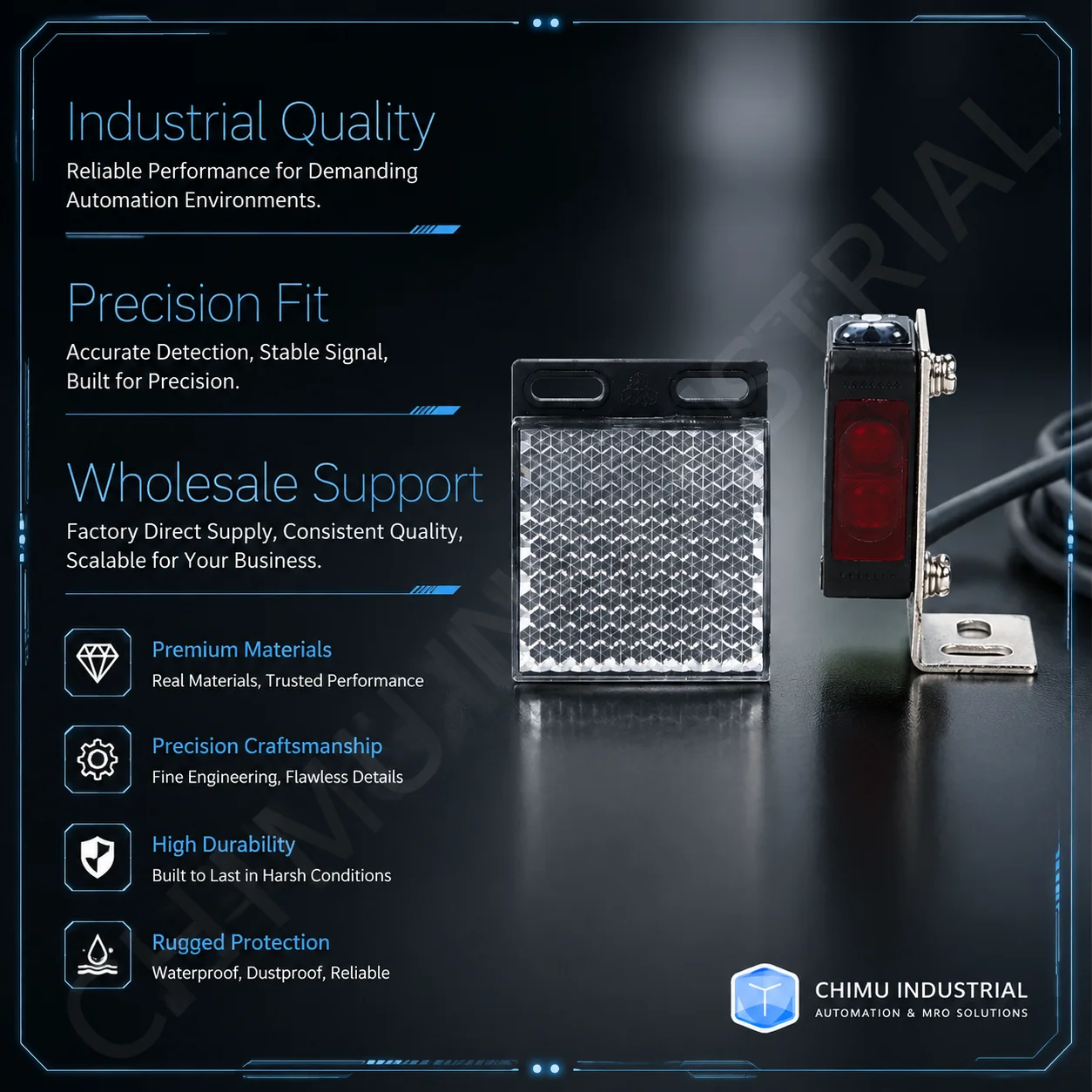 【CHIMU INDUSTRIAL】 for E3Z-R61 Square Specular Reflection Photoelectric Switch Sensor NPN PNP 12-24V DC Automation