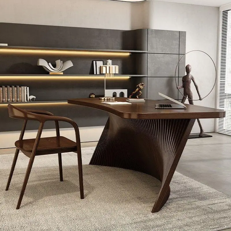 Minimalist modern home desk special-shaped tea table writing desk fan-shaped calligraphy table