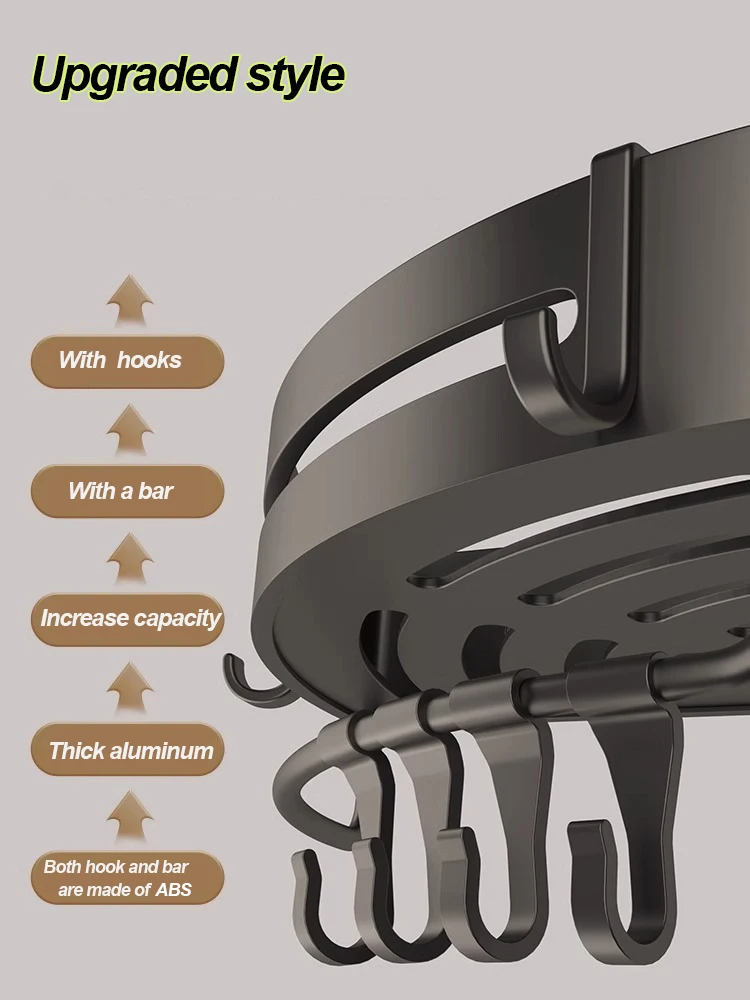 el organizador del baño del estante de almacenamiento de la ducha de aluminio del espacio de la broca de la barra de toalla del gancho de la estante