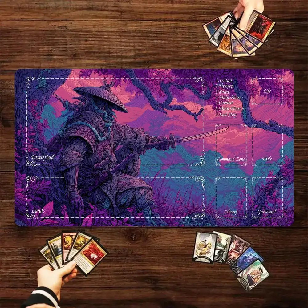 

Neon Forest and Samurai Theme MTG Playmat Magic Card Battle Mat 35X60CM gathering gaming mats tapete magic mtg card pad