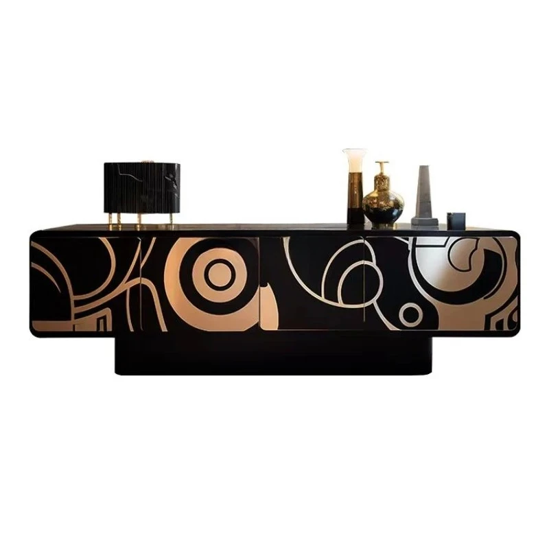 

Post-Modern Design Art Aesthetic TV Cabinet Italian Light Luxury Villa High-End Private House Solid Wood