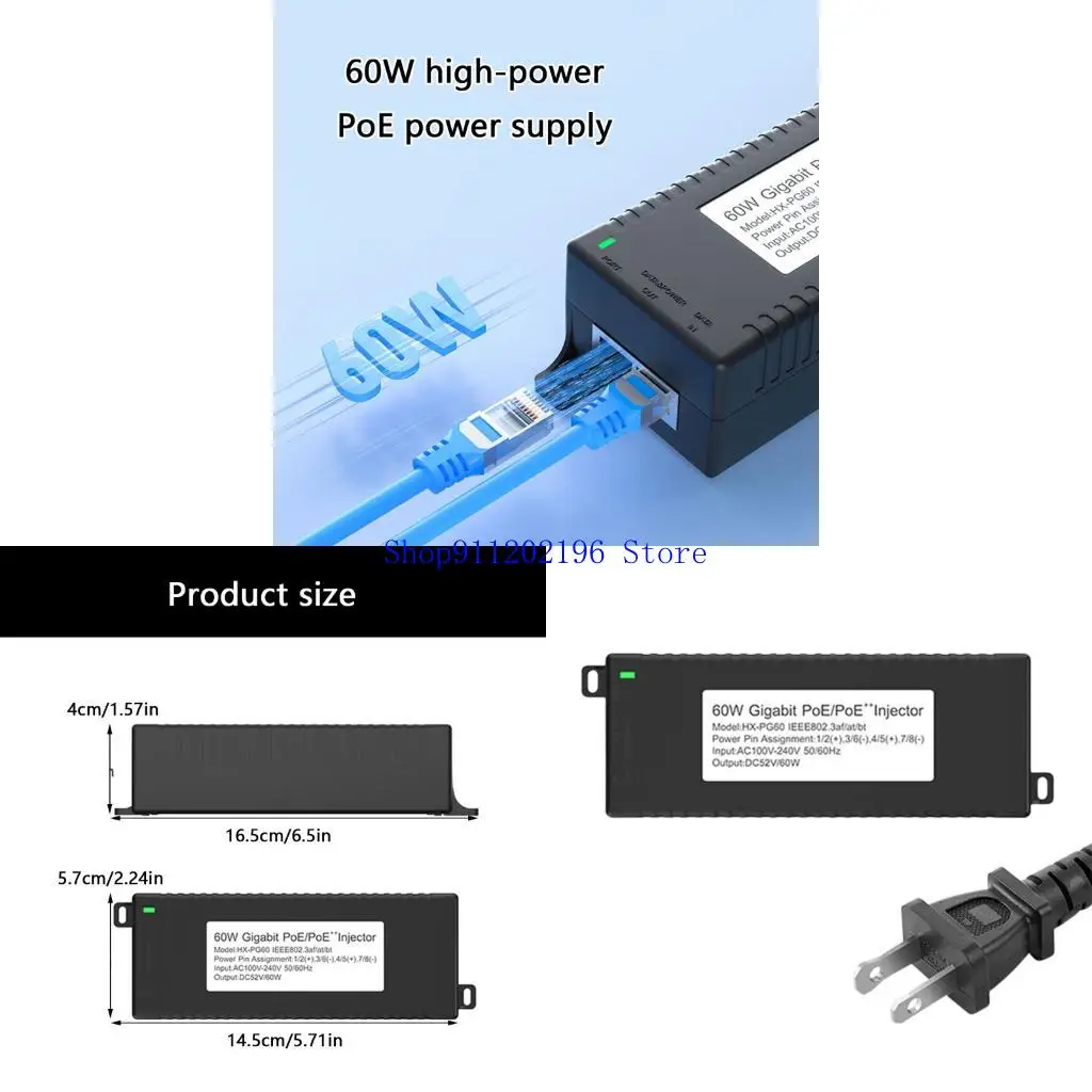 P82A Compactly POE Adapters POE Injector For Networking Devices Easy Installation