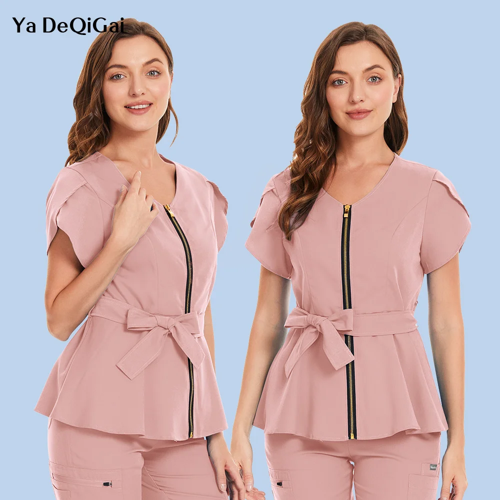 

Women's Medica Scrub Top Korean Style Operating Room Work Blouse Short Sleeve Nursing Accessories Nurse Uniform Clinic Shirt