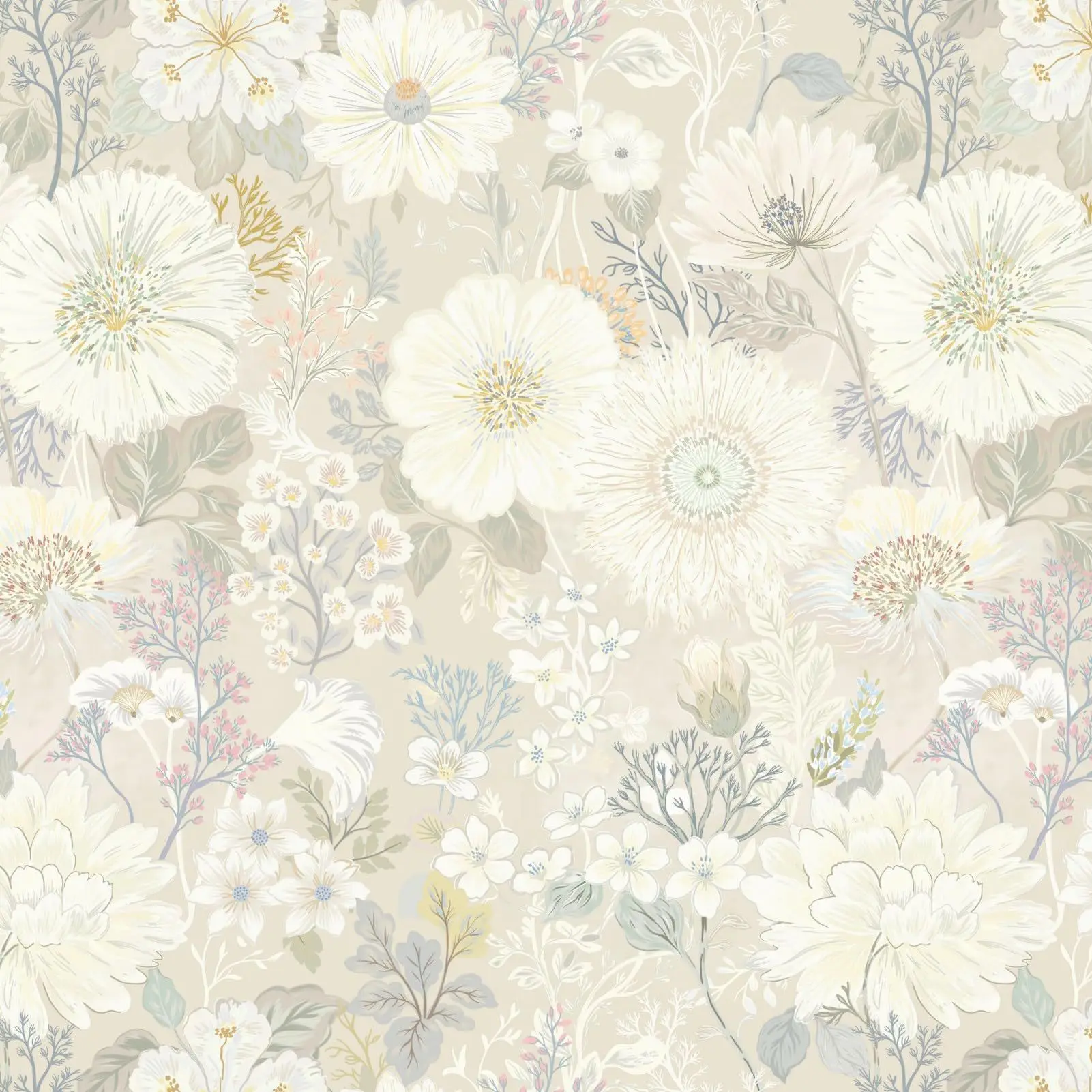 Vintage Wildflower Peel and Stick Wallpaper Beige Floral Self Adhesive Removable Contact Paper for Bedroom Cabinet Home Decor