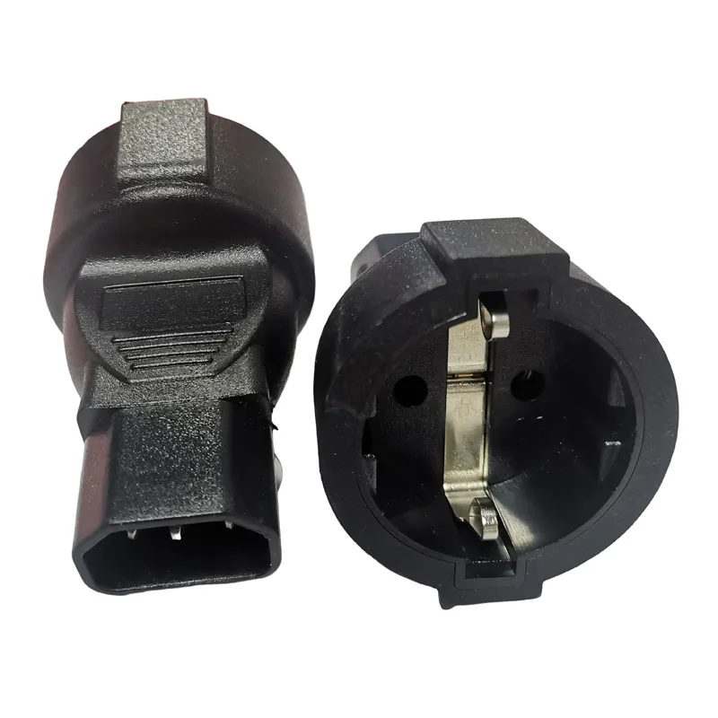 2pcs Black EU Power Adapter Plug IEC C14 C20 USA UK EU Swiss Italy to Schuko Type F/E Plug Converter Europe Travel Adapter Plug